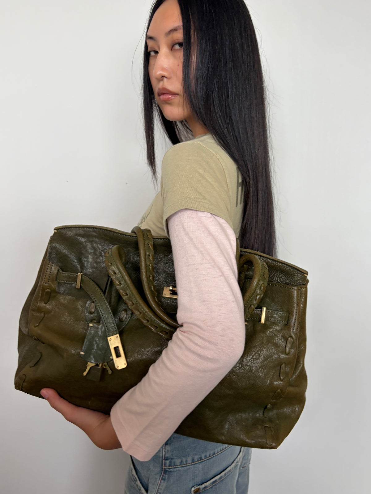 no 3390 / OLIVE FIRKIN BAG
