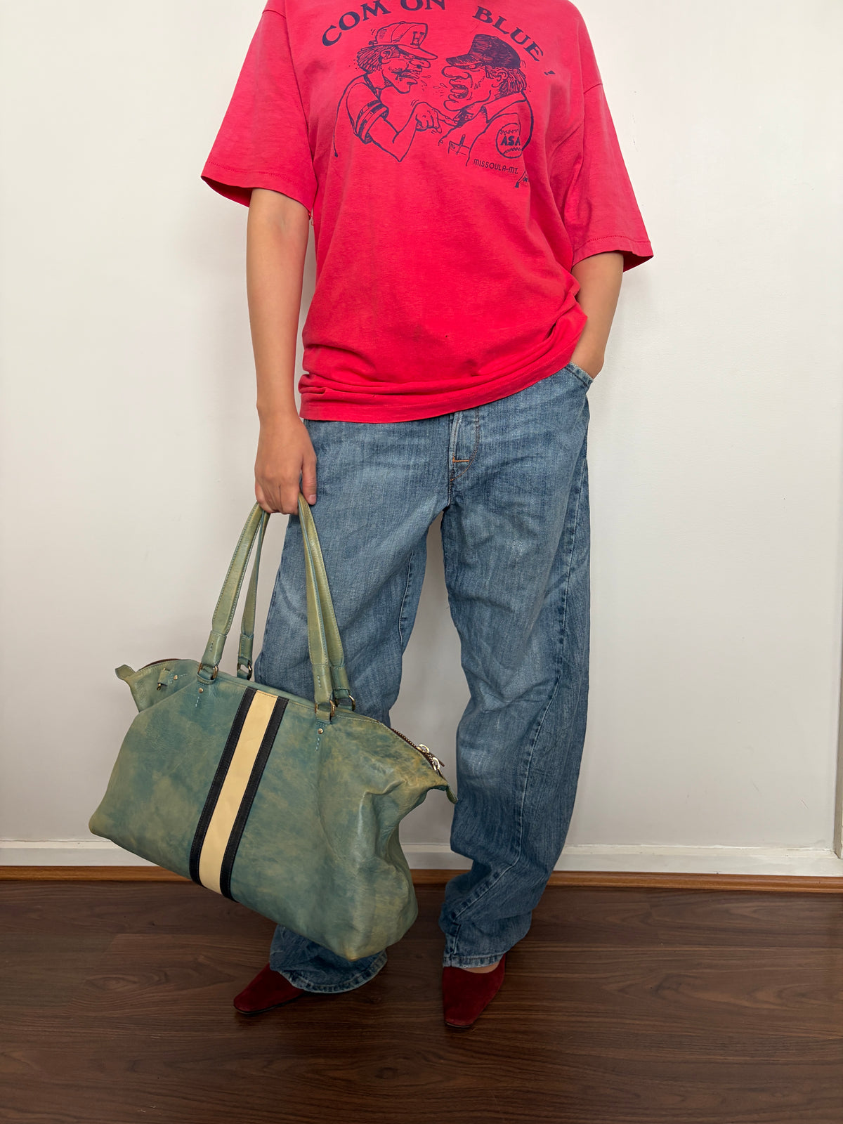 no 3383 / BLUE STRIPE BOSTON BAG
