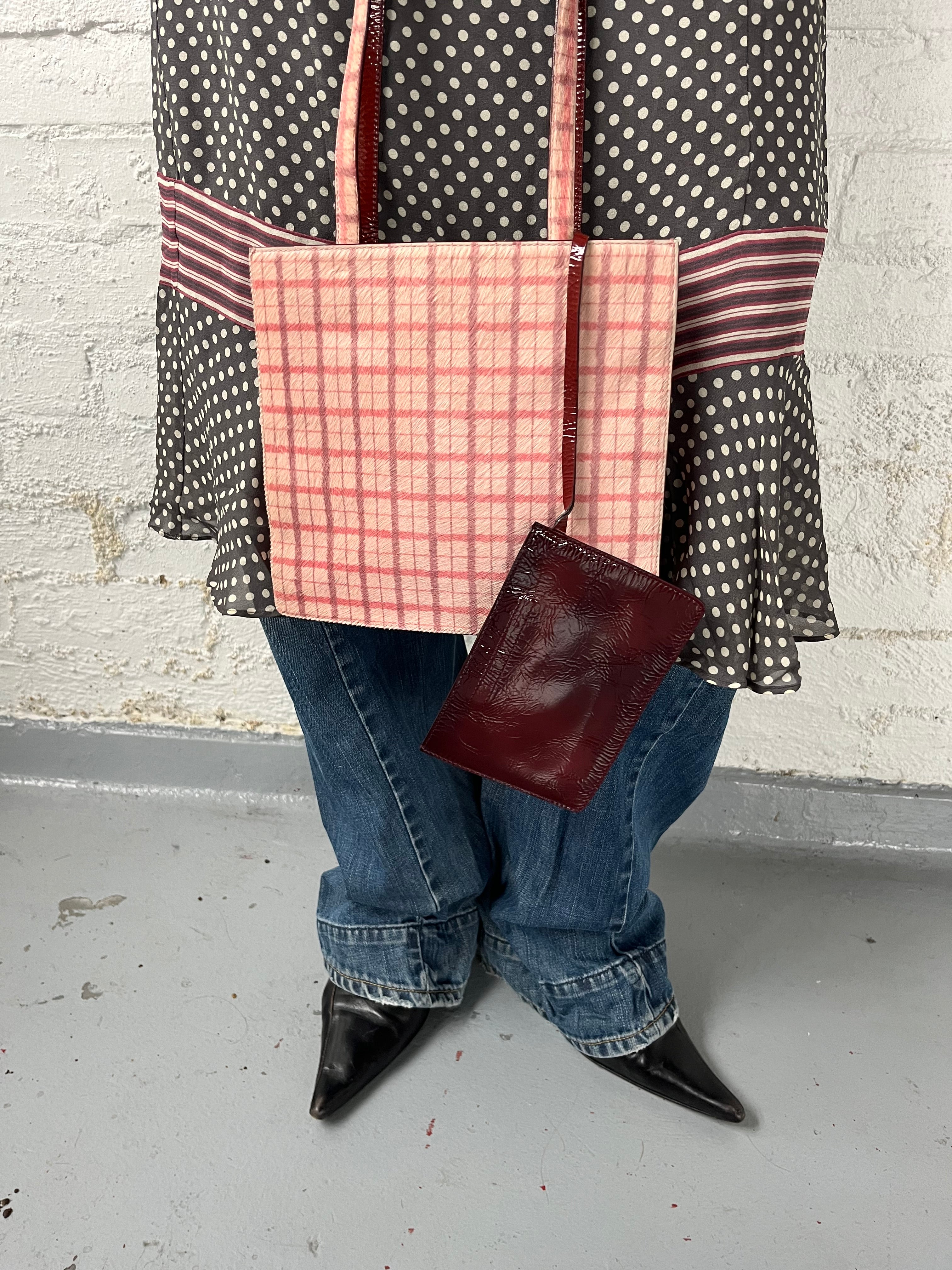 【みぃちゃん】MIU MIU unborn carf mini bag MIU MIU 99FW Unborn Calf check hand bag
