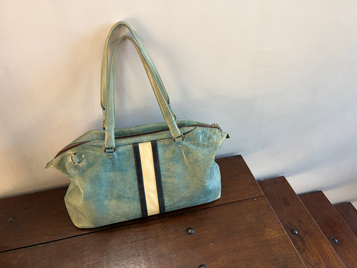 no 3383 / BLUE STRIPE BOSTON BAG