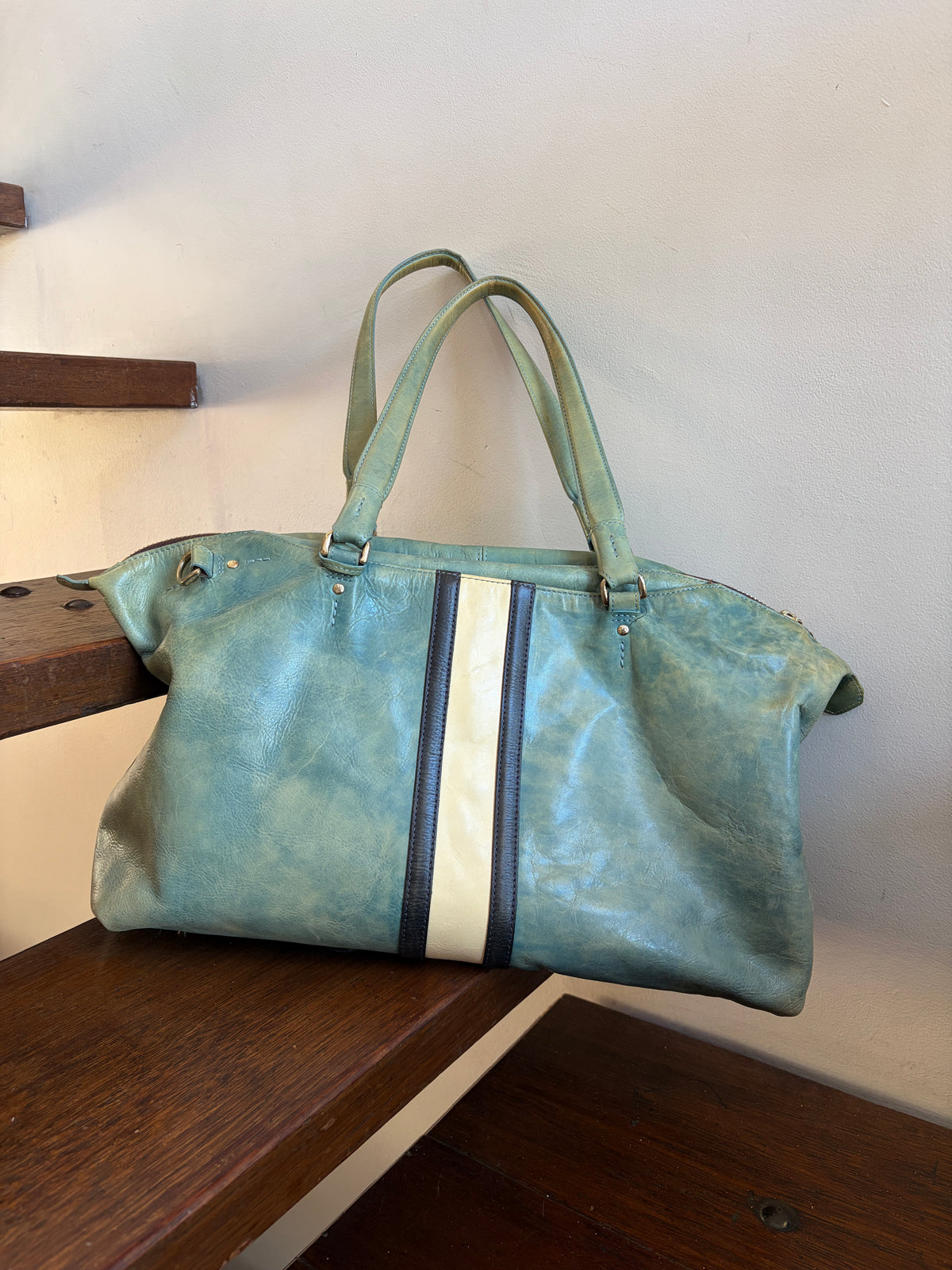 no 3383 / BLUE STRIPE BOSTON BAG