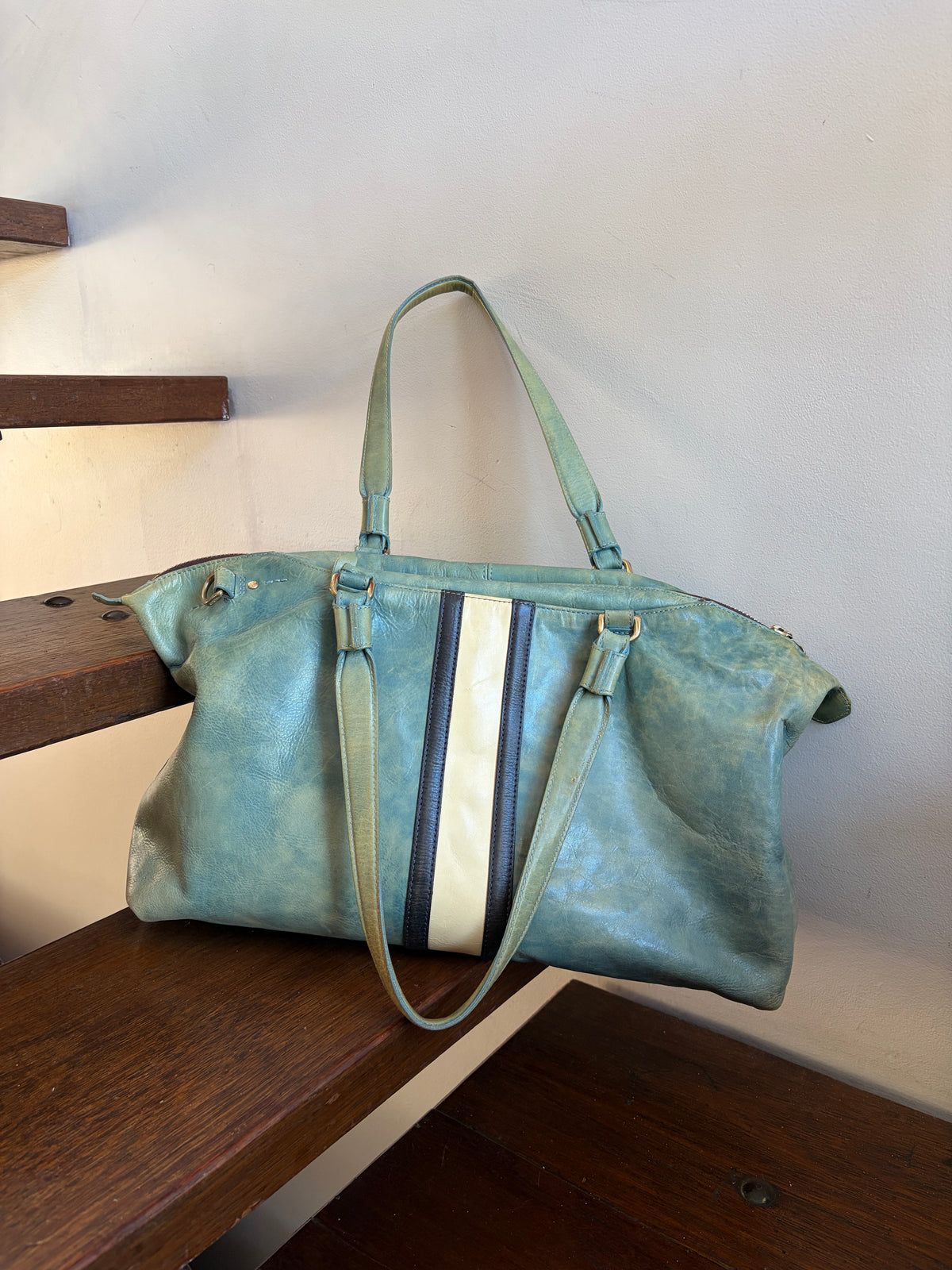 no 3383 / BLUE STRIPE BOSTON BAG