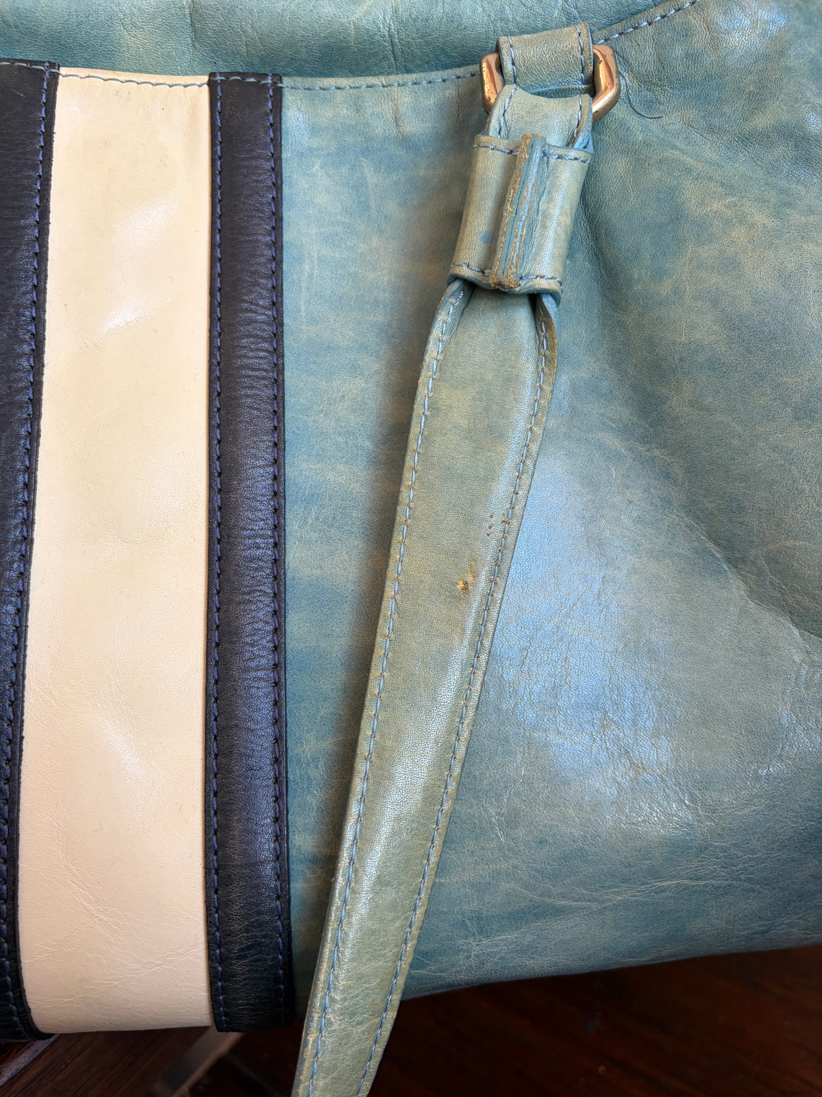 no 3383 / BLUE STRIPE BOSTON BAG