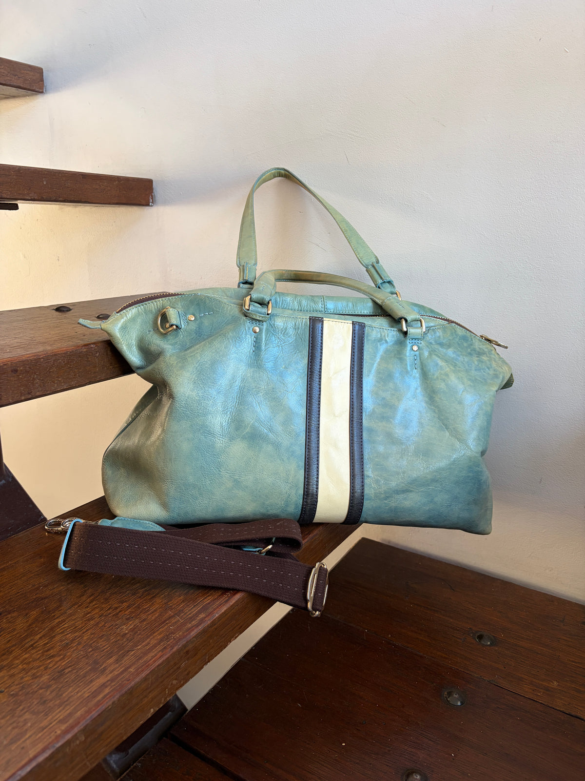 no 3383 / BLUE STRIPE BOSTON BAG
