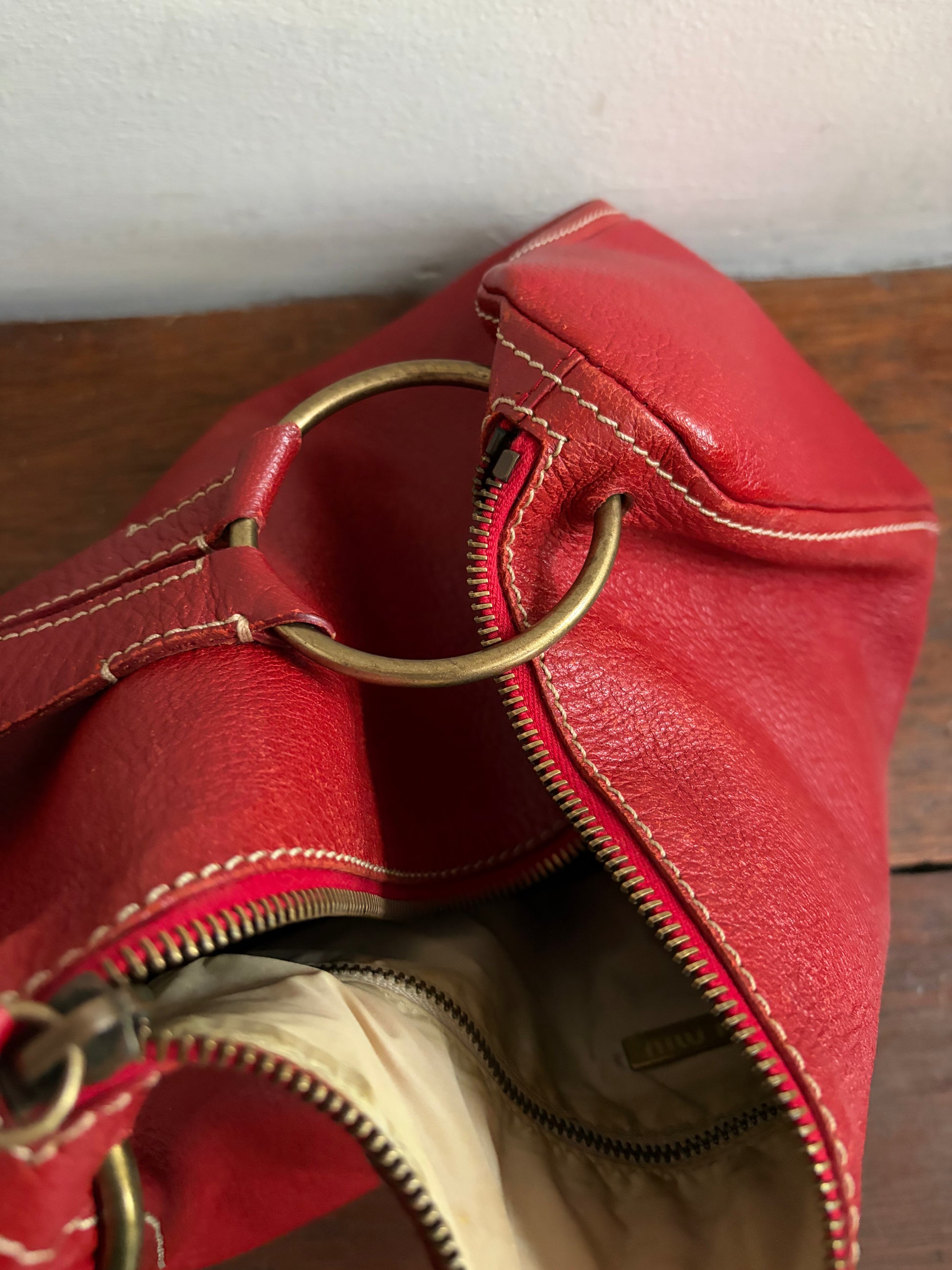 miumiu レザースクールバッグ　archive Miu Miu Archive 2006 Nappa Leather Shoulder Bag - Brown Shoulder