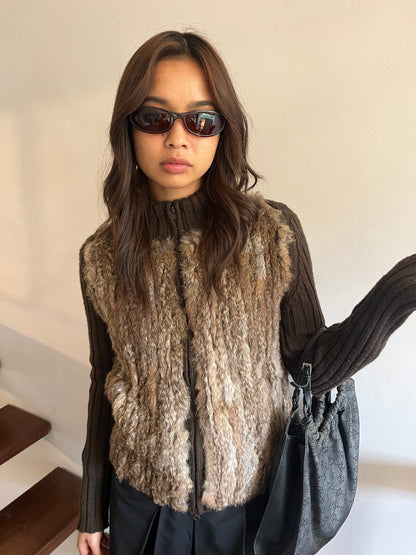 Fur 2way Zip Knit