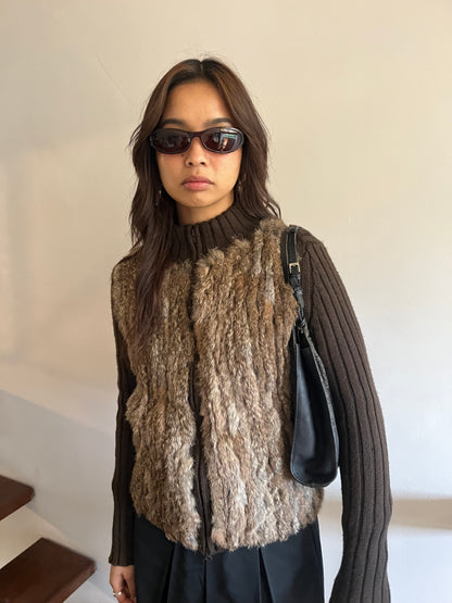 Fur 2way Zip Knit